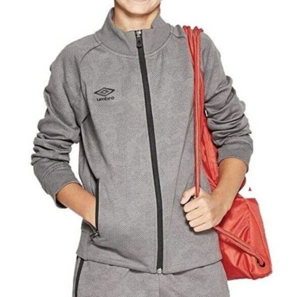 Umbro Kids Tech Soccer Full Zip Jacket Size XL (16/18) Gray Zipped Pockets NWT - Picture 1 of 14